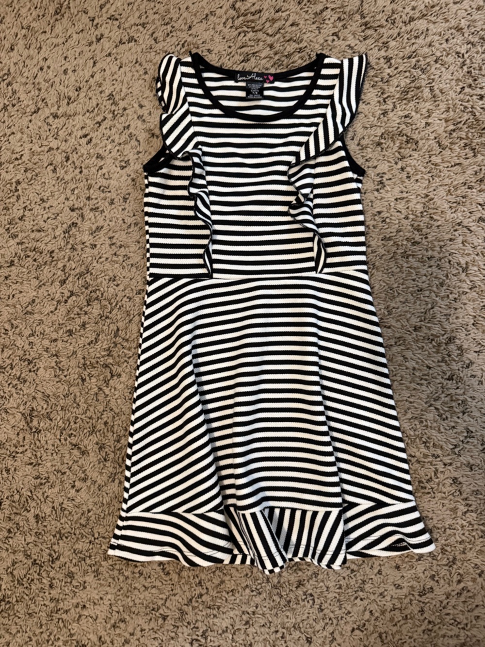 Love Tree Girls' Black & White Striped Ruffle Dress